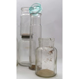 Antique BOTTLE LOT OF 16 CANNING JARS + 1 GLASS LID! Milk PICKLE & MORE BOTTLES!