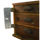 Antique HOMEMADE 3-DRAWER CABINET Unusual LOCK-PLATE Tool Chest OLD GREEN PAINT!