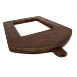 Antique LEATHER-WRAPPED WOOD MIRROR Handmade CUSTOM/HOMEMADE Small 10" x 14.5"