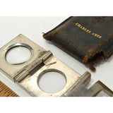 Antique GERMAN BRASS FOLDING LOUPE Magnifying Glass w/ Case mrk'd "Charles Ames"
