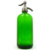 Vintage GREEN GLASS SELTZER BOTTLE Etched "LUNA BOTTLING CO." Friedman Cap RARE!