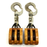 Vintage BLOCK & TACKLE Lot of 2 Double-Wheel BOSTON & LOCKPORT Boller Bushed #3s