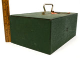 Vintage "DE BEAUMONT" STRONG/LOCK BOX Heavy-Duty Steel GREEN CASH CHEST w/ KEY!