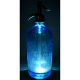Vintage SPARKLING BEVERAGES SELTZER BOTTLE Turquoise Blue w/ CAP & GLASS SYPHON!