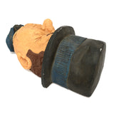 Vintage PLASTER/CHALKWARE HEAD 11" Wall Sculpture HAND-PAINTED BY "G.K." Top-Hat