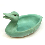 Vintage WELLER POTTERY Patricia Evergreen DUCK PIN TRAY 4.5" Turquoise SOAP DISH