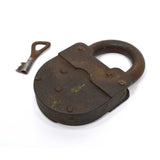 Antique BIG 5" IRON PADLOCK w/ Keyhole Cover/Door & WORKING KEY Unbranded RARE!