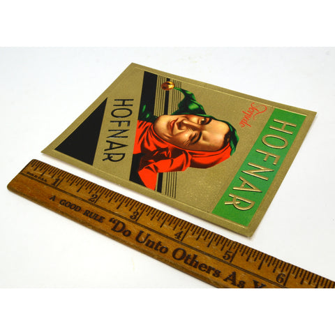 Vintage CIGAR BOX LABEL Brand New/Never Used HOFNAR 'TORPEDO' Jester/Joker RARE!
