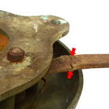 Vintage BOXING RING BELL Huge, 13" BRASS & IRON Wood Mounted *NEEDS NEW SPRINGS*