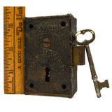 Antique DAVENPORT MALLORY RIM LOCK + Key! "D.M. & CO. NEW HAVEN" c.1861-67 Rare!