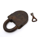 Antique BIG 5" IRON PADLOCK w/ Keyhole Cover/Door & WORKING KEY Unbranded RARE!