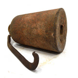 Antique HUGE CAST IRON 16 LB WEIGHT w/ ORIGINAL HOOK for Steelyard Beam Scale?