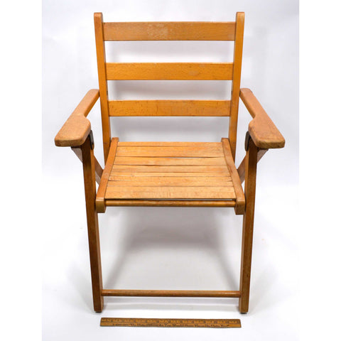 Vintage CHILD-SIZE WOOD FOLDING CHAIR The Cutest! STRAP-BACK STYLE for Doll/Bear