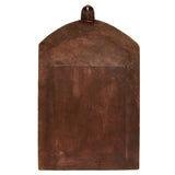 Antique LEATHER-WRAPPED WOOD MIRROR Handmade CUSTOM/HOMEMADE Small 10" x 14.5"