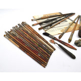 Antique ARTISTS-PAINTERS 31 Pc Lot; 28-PAINTBRUSHES + Tool MAGAZINE Vintage Tube