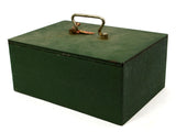 Vintage "DE BEAUMONT" STRONG/LOCK BOX Heavy-Duty Steel GREEN CASH CHEST w/ KEY!