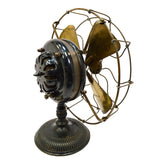 Antique G.E. 12" BRASS BLADE PANCAKE FAN 1900 Model TYPE UI FORM F-9 Stick Mount