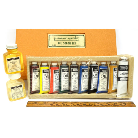 Vintage PERMANENT PIGMENTS #355 Artist OIL COLOR PAINT SET in Orig. Case! c.1954