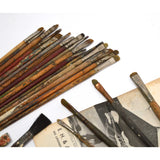 Antique ARTISTS-PAINTERS 31 Pc Lot; 28-PAINTBRUSHES + Tool MAGAZINE Vintage Tube