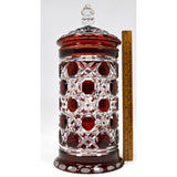 Vintage RUBY RED 'CUT-TO-CLEAR' CRYSTAL JAR Signed "BARTHMANN 1976 100/5" Lovely
