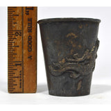 VTG/Antique ASIAN HALLMARKED PEWTER CUP Metal Shot Glass EMBOSSED ORNATE DRAGON!
