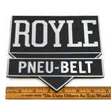 Vintage MACHINIST NAMEPLATE Lot; 2 ROYLE PNEU-BELT LOGO TAGS Paterson/Oakland NJ