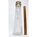 VTG/Antique CUT GLASS or CRYSTAL? PITCHER w/ "STERLING SILVER" MOUNT Tall-Skinny
