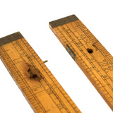 Antique STANLEY 24" FOLDING BOXWOOD RULE No. 6 w/ 12" BRASS SLIDE 19th C. Ruler!