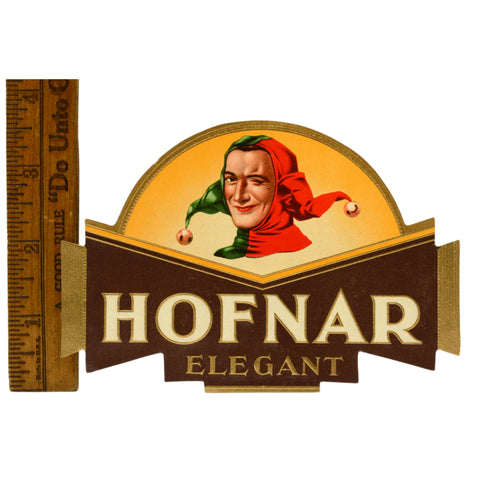 Vintage CIGAR BOX LABEL Brand New/Never Used HOFNAR 'ELEGANT' Jester/Joker RARE!
