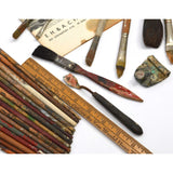 Antique ARTISTS-PAINTERS 31 Pc Lot; 28-PAINTBRUSHES + Tool MAGAZINE Vintage Tube