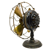 Antique G.E. 12" BRASS BLADE PANCAKE FAN 1900 Model TYPE UI FORM F-9 Stick Mount