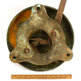 Vintage BOXING RING BELL Huge, 13" BRASS & IRON Wood Mounted *NEEDS NEW SPRINGS*