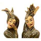Vintage CERAMIC ARTS STUDIO "FIRE" FIGURINES 11.5" Man & Woman HIS & HER Brown