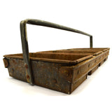 Vintage HEAVY-DUTY METAL PARTS BIN CADDY 4-Bins INDUSTRIAL STRONG Insane Patina!