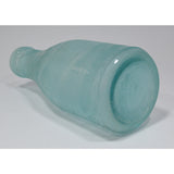 VTG/Antique HAND BLOWN MILK BOTTLE Very Crude & Unusual AQUA GLASS w/ Tooled Lip