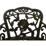 Salvaged CAST IRON PATIO CHAIR (No Legs) w/ ROSE MOTIF Lawn/Garden Decor BLACK