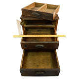 Antique HOMEMADE 3-DRAWER CABINET Unusual LOCK-PLATE Tool Chest OLD GREEN PAINT!