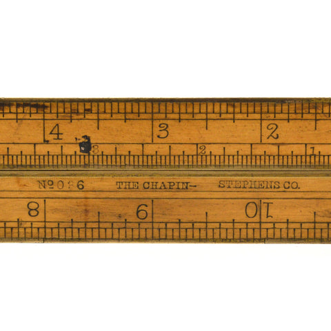 Antique FOLDING COMBINATION RULE Stephens Co. THE CHAPIN No. 036 Boxwood & Brass