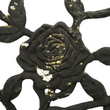 Salvaged CAST IRON PATIO CHAIR (No Legs) w/ ROSE MOTIF Lawn/Garden Decor BLACK