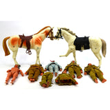 Vintage 1970's LONE RANGER Lot of 6 ACTION FIGURES + 2 HORSES Tonto CLOTHES Rare