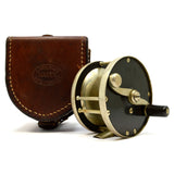 Antique EDWARD VOM HOFE No. 504 TOBIQUE 2/0 SALMON FLY REEL + LEATHER CASE Rare!
