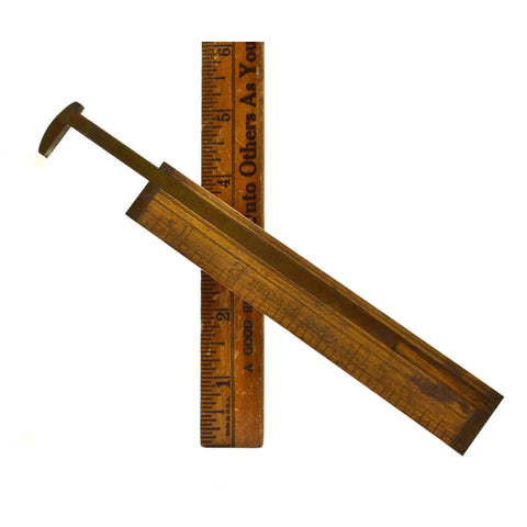 Vintage LUFKIN No. 016 BOXWOOD & BRASS CALIPER 6" Pocket Slide-Rule GREAT PATINA