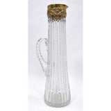 VTG/Antique CUT GLASS or CRYSTAL? PITCHER w/ "STERLING SILVER" MOUNT Tall-Skinny