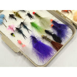 Early CORTLAND FLY FISHING FLIES Lot of 63 in ORIGINAL CASE Good Variety of Ties