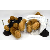VERMONT TEDDY BEAR Lot; 2 WEDDING BEARS Bride & Groom + 2 DOLL STANDS Excellent!
