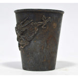 VTG/Antique ASIAN HALLMARKED PEWTER CUP Metal Shot Glass EMBOSSED ORNATE DRAGON!