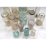 Antique BOTTLE LOT OF 16 CANNING JARS + 1 GLASS LID! Milk PICKLE & MORE BOTTLES!
