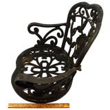 Salvaged CAST IRON PATIO CHAIR (No Legs) w/ ROSE MOTIF Lawn/Garden Decor BLACK