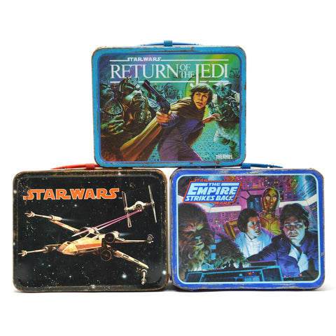 Vintage STAR WARS LUNCH BOX Lot of 3 Original 1977-1983 METAL LUNCHBOXES Seeley