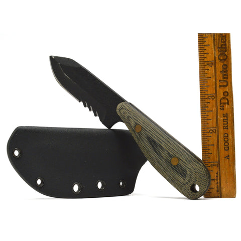 Vintage SHADOW TECH KNIVES Green Micarta STK SPEAR POINT KNIFE + Scabbard/Sheath